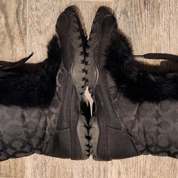 Coach JEANIE Rabbit fur , Waterproof Boots. Excellent Condition sz 6.5 Black - Picture 7 of 11
